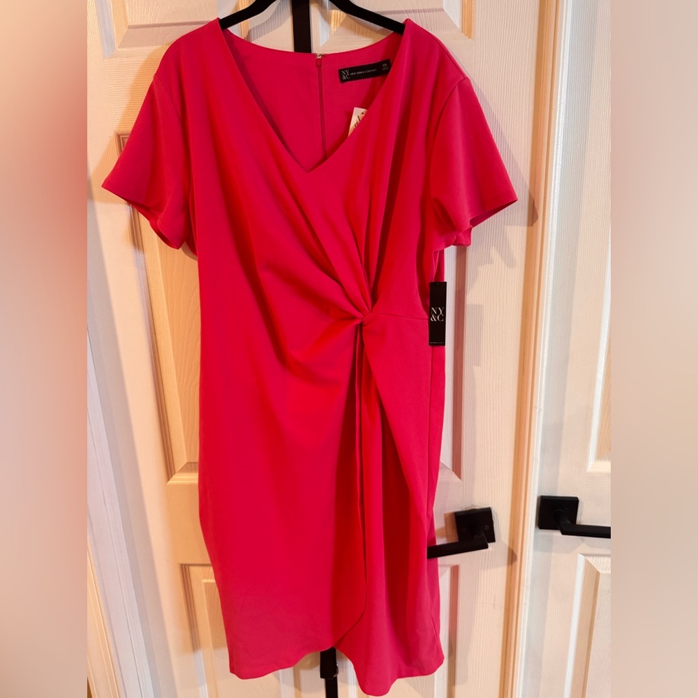 New York & Company Vivid Pink Midi Dress XXL NWT